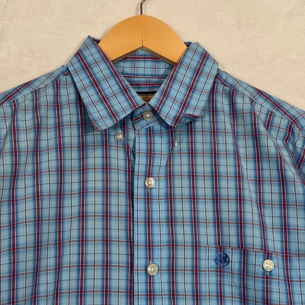 Wrangler Blue Plaid Button Down Shirt Large - Picture 2 of 8